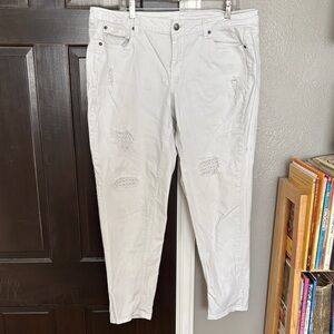 Lane Bryant white  distressed Boyfriend Jeans